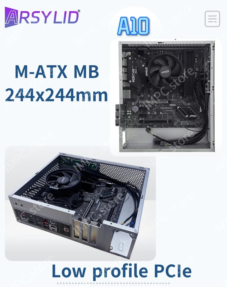 A10 7.3L M-ATX Chassis A4 HTPC Portable Computer PC Support PCIe 2.5' SSD Drive Mini Flex PSU Case.