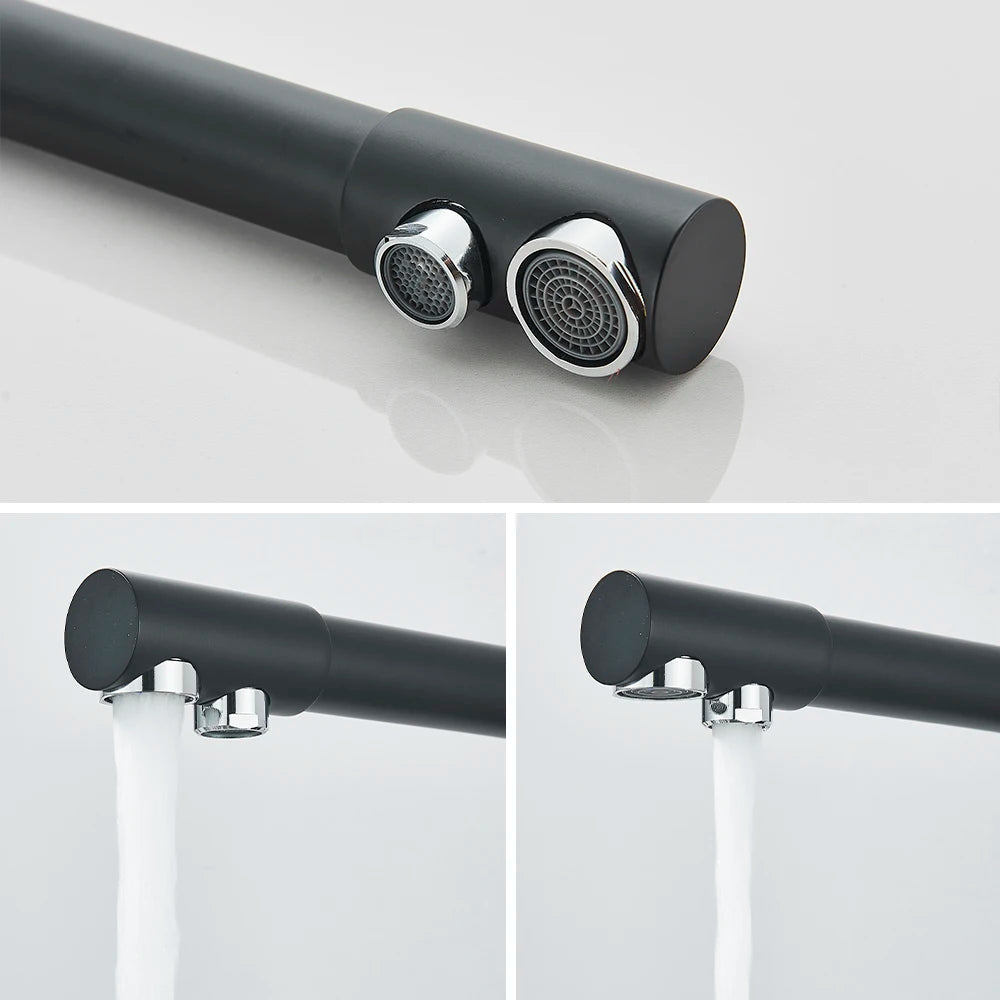 Balck Kitchen Filtered Faucet Brass Purifier Faucet Dual Sprayer Drinking Water Beige with Dot Vessel Sink Mixer Tap Torneira