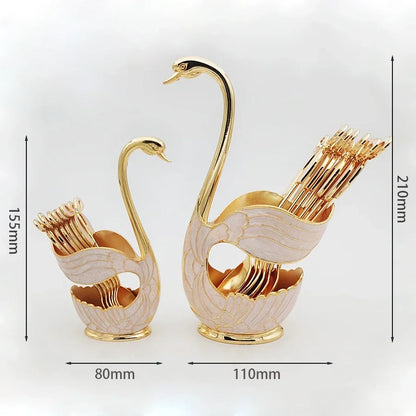 Swan-Shaped Cutlery Holder, Elegant Spoon and Fork Base, Luxury Tableware Storage, Stylish Kitchen Decor and Organizer for Home.