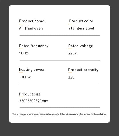 Smart air fryer oven 26L 13L Large Capacity Electric Air Fryers Visible Window Household Kitchen Deep Fryer without Oil EU 220V.