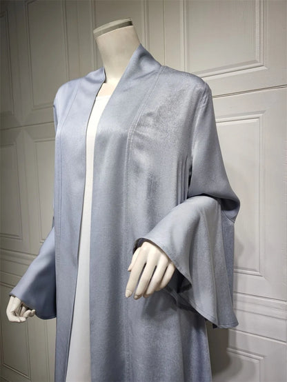 Siskakia Muslim Open Kimono Abaya For Moroccan Women Fashion Ruffle Sleeve Arab Dubai Clothing Jalabiyat Turkey Soft Gulf Robe