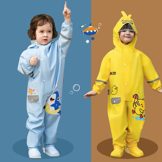 2025, Cartoon-Overall mit Kapuze für Babys, Mädchen, Regen, Outdoor-Sport, Jungen-Overall, wasserdicht, einteilig, Kinderhose, Strand, Kinderhose.
