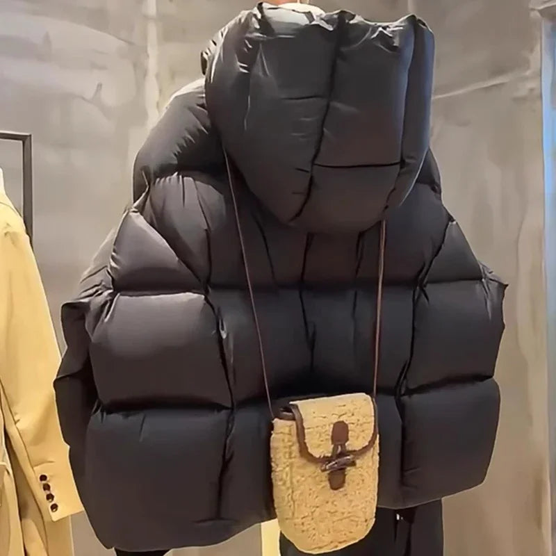 90 % weiße Entendaunen-Damen-Daunenjacken, 2025, neue weibliche Stehkragen-Pufferjacke, lässige lose Parkas mit Kapuze.