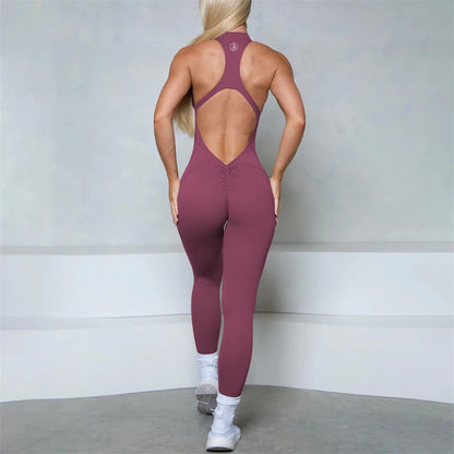 2025 Allure The Brand Zipper Women Tracksuit Yoga Set One Piece Jumpsuit Workout Scrunch Legging Rompers Sport Gym Active Suit