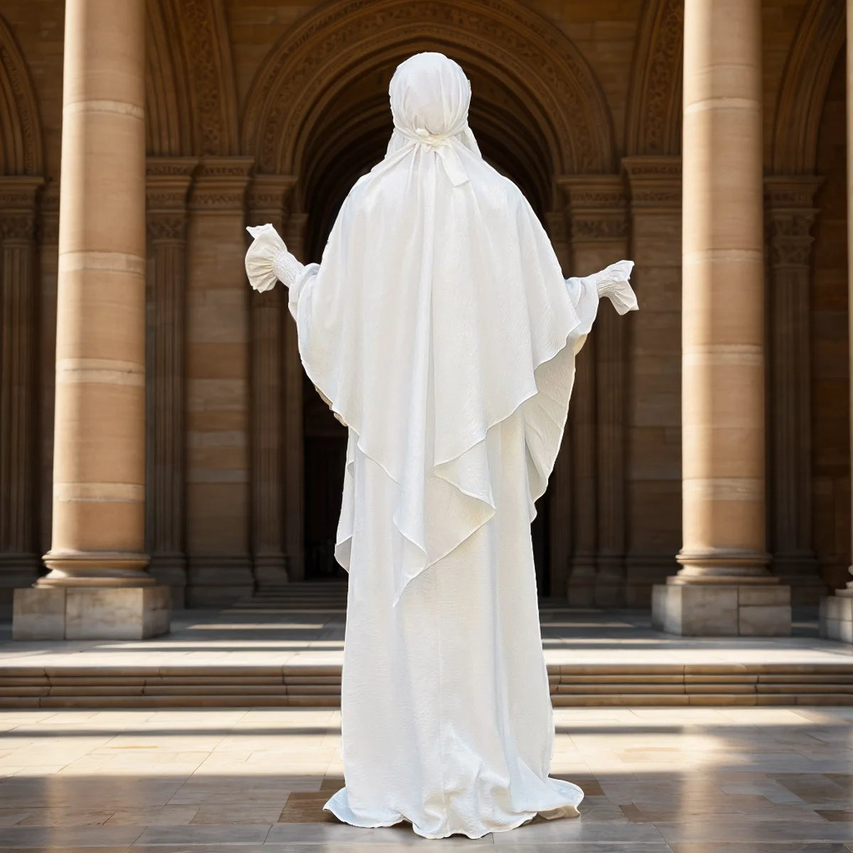 Two Piece Jilbab Prayer Set Abaya for Woman Batwing Hijab Dress Muslim Kimono Kaftan Robe Long Khimar Islam Cloth Jilbab Ramadan.