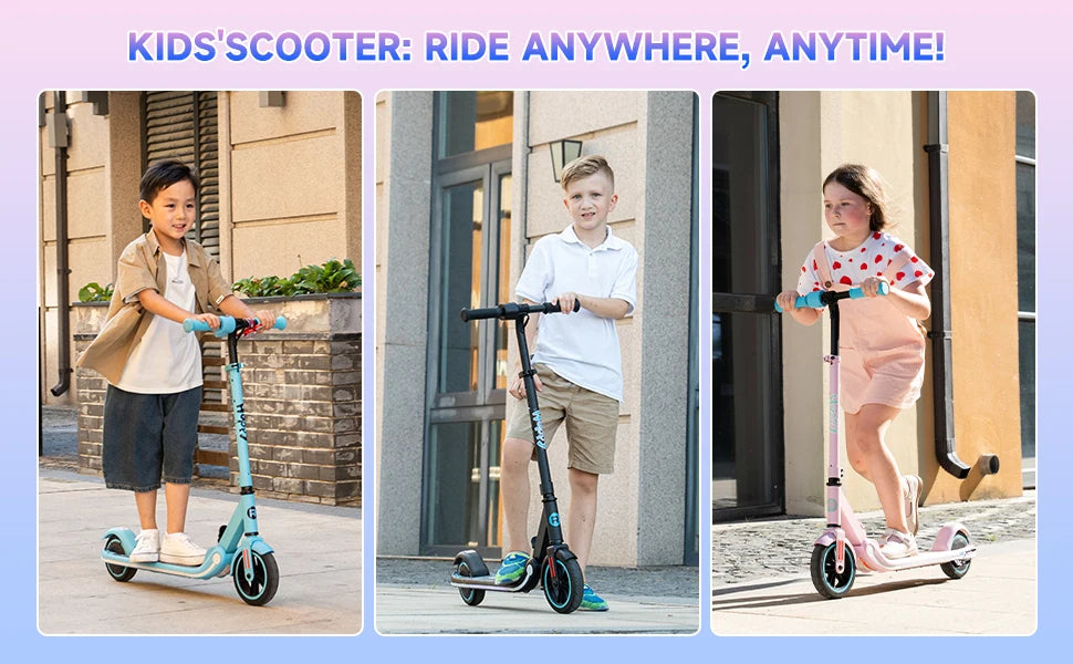 RCB Kids e-Scooter for Children 6-12 Years, 150 W Motor - Max 16 km/h - Rainbow Light-folk Electric Scooter Children.