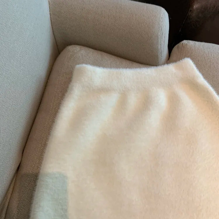 Faldas Mujer Moda Slim Sexy High Waist Wrap Hip Black Furry Skirt Women Mini Autumn Winter Bottom Wild Woolen Elegant Korean.