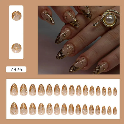 24pcs White Flower Fake Nail Tips Ins Yellow Pink Blush False Nails Wearable Full Cover European Almond Shaped Press on Nails.