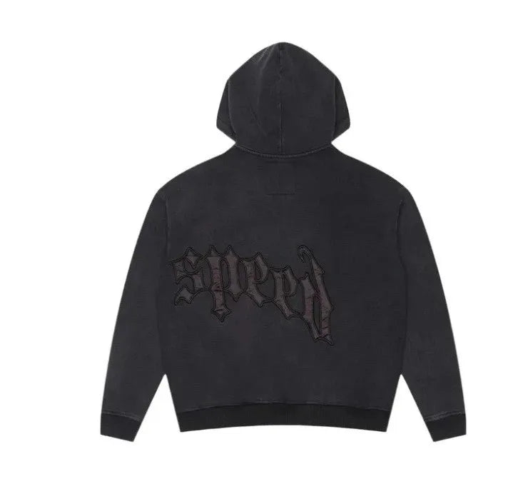 Y2k Retro Zipper Hoodie and Sweatpants 2-piece Set Washed Cotton Men Women Tracksuit Gothic Letter Loose Sweatshirt Jogger Suit.