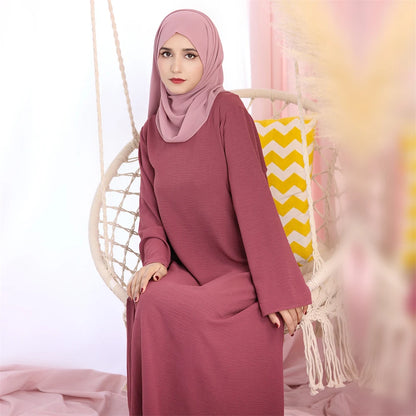 Ramadan Eid Solid Linen Dubai Abaya Turkey Islam Muslim Modest Dress Kaftan Prayer Clothes For Women Kebaya Robe Femme Musulmane.