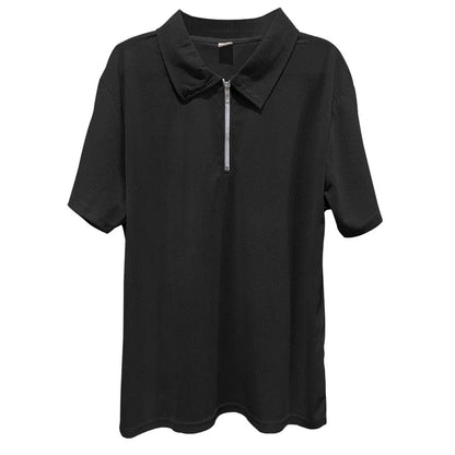 Sommer neue europäische und amerikanische Handel große Herren einfarbig Set mit Kragen, Kurzarm, Reiß verschluss Hosen Set, 2 Stück.