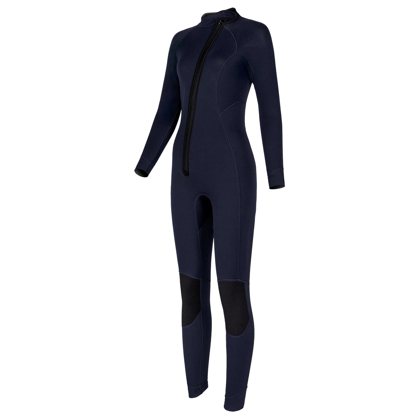 Women 3mm Neoprene One-Piece Thermal Wetsuit Mock Neck Long Sleeve Front Zipper Jumpsuit for Swimming Surfing Snorkeling Diving.