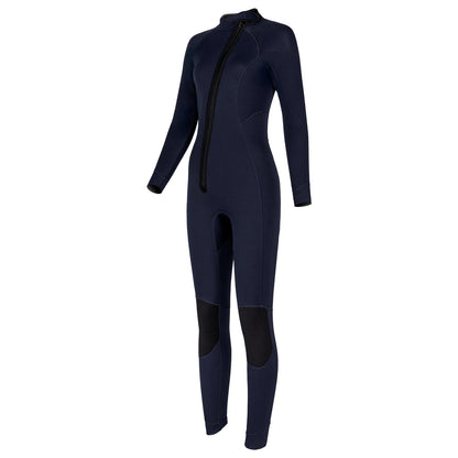 Women 3mm Neoprene One-Piece Thermal Wetsuit Mock Neck Long Sleeve Front Zipper Jumpsuit for Swimming Surfing Snorkeling Diving.