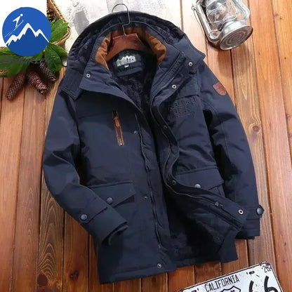 Winter Parka Men Windbreaker Fleece Thick Warm Fur Coats Male Retro Hooded Streetwear Overcoats Men's Windproof Jackets 6xl.
