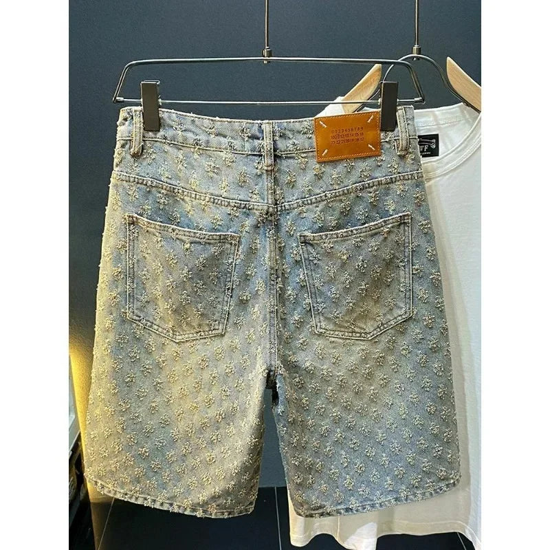 Sommer Schwarz Gewaschene Denim Shorts männer Jeans Shorts Designer High Street Fashion Lose Firt Gerade Bein Männliche Fünfte Hosen.