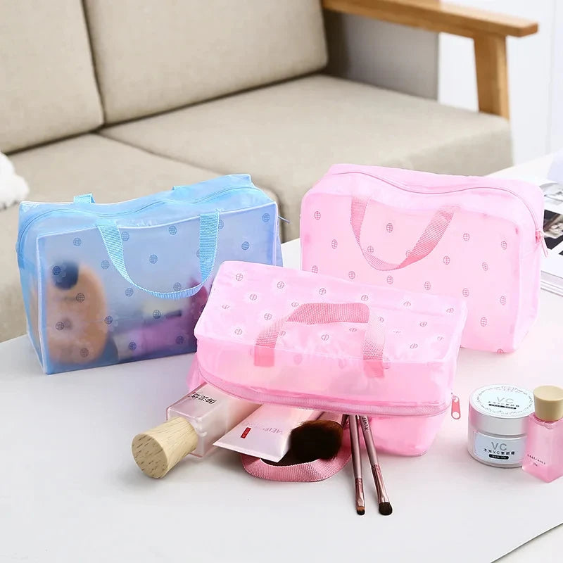 5 Color Waterproof PVC Cosmetic Storage Bag Women Transparent Organizer for Makeup Pouch Compression Travelling Bath Bags.