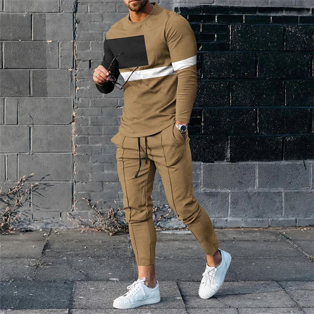 Men's Tracksuit Casual 3D Print 2 Piece Sets Long Sleeve T-Shirt+pants 2pcs Set Fashion Outfits Oversized Sports Unisex Clothing.