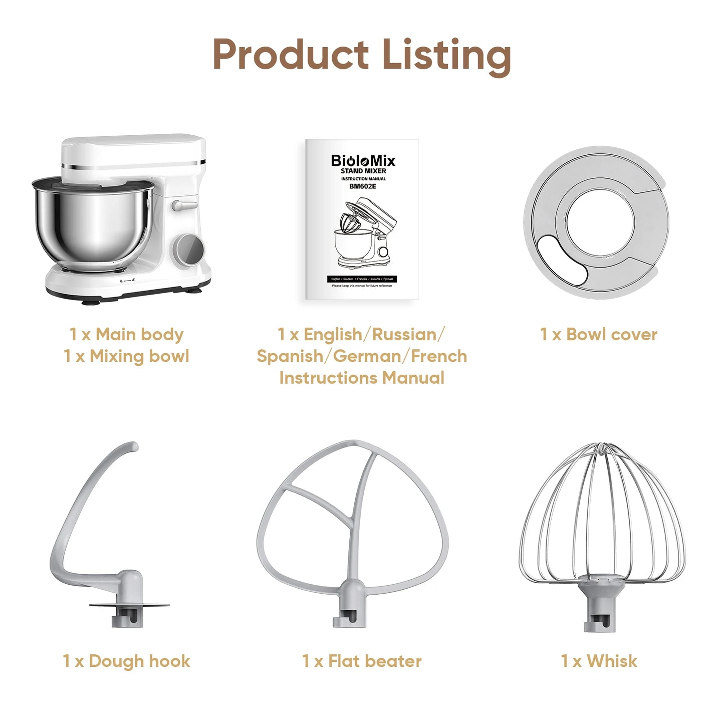 5L Kitchen Stand Mixer, 1200W 11-Speeds DC Motor, Digital OLED Screen, Electric Food Mixer with Dough Hook, Whisk