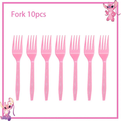 Disney Rosa Stich Geburtstag Party Dekorationen Geschirr Set Tischdecke Hintergrund Banner Für Kinder Geburtstag Dekorationen Lieferungen