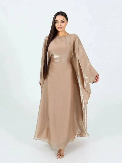 Muslim Kaftan Dress Satin Batwing Abaya For Women Dubai Luxury 2024 Islam Kebaya Robe Caftan Marocain Femme Musulmane Vestidos.
