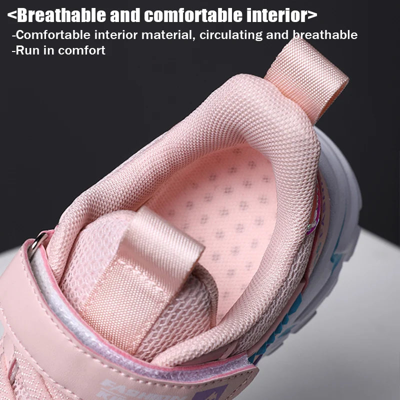 Trendy Lightweight Children Girls' School Shoes Anti-Slip Breathable Outdoor Casual Walking Sneaker Size 28-39.