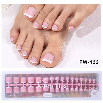 160pcs White Pink French Fake Press on Fake Nails Tips Short Square Full Cover Artificial Acrylic Fake Toenails For Nail Salons.