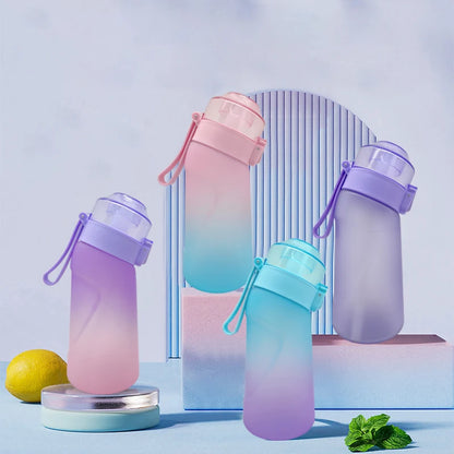 LUSQI 500ML Air Flavored Water Bottle With 9 Flavor Rings Sports Fashion Straw For Outdoor Sports Activities.
