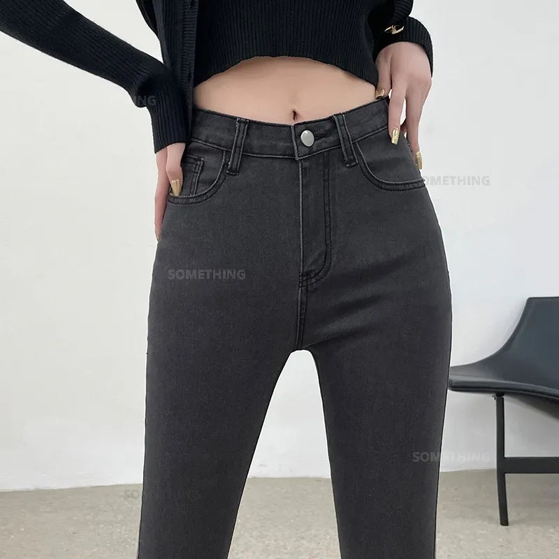 2024 New Sexy Skinny Jeans Women Hip Lift Stretch Pencil Denim Pants Casual Soft Slim Female Trousers Black Gray Blue.