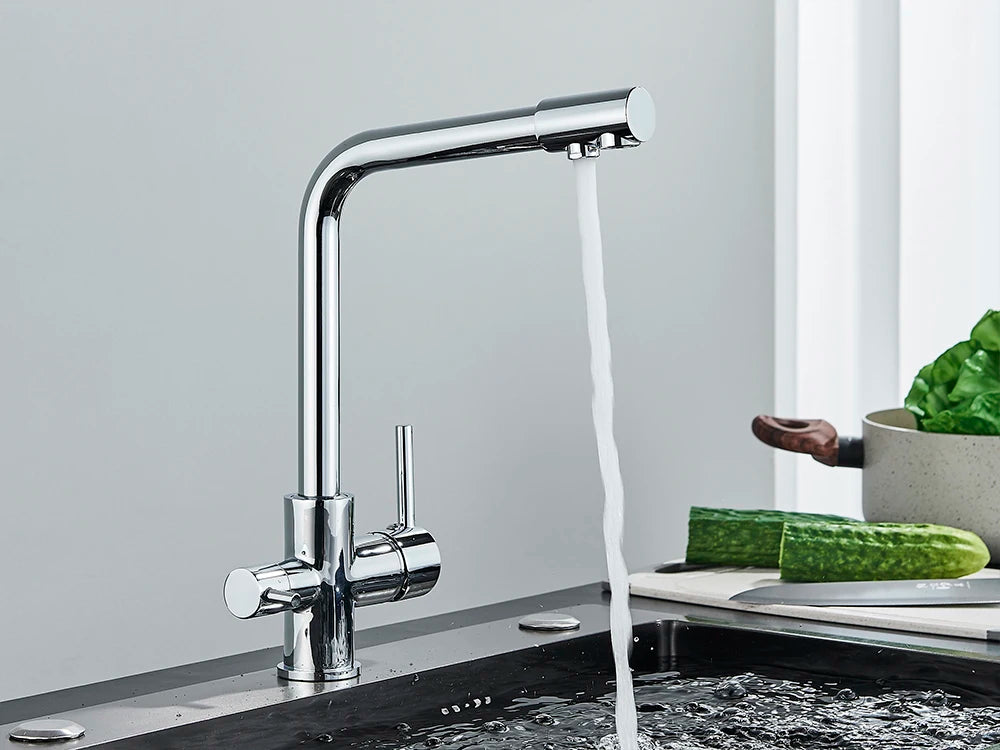 Balck Kitchen Filtered Faucet Brass Purifier Faucet Dual Sprayer Drinking Water Beige with Dot Vessel Sink Mixer Tap Torneira