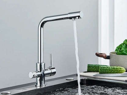 Balck Kitchen Filtered Faucet Brass Purifier Faucet Dual Sprayer Drinking Water Beige with Dot Vessel Sink Mixer Tap Torneira