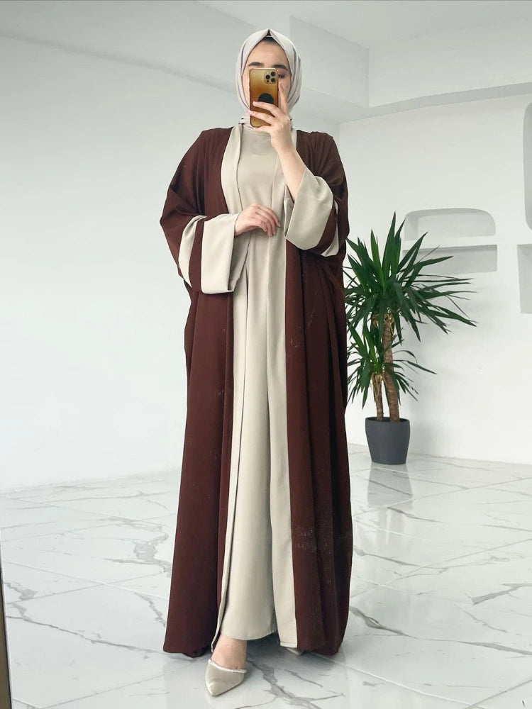 Eid Muslimisches Kleid und Abayas für Frauen, 2-teiliges Set, Musulman Ensembles Marokko, Ramadan-Kaftan, Abaya, Kaftan, Dubai, arabische lange Robe 2024.