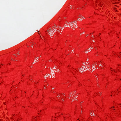 Summer Fashion Lace High Waisted Jumpsuit Women Elegant OL Lace Sleeveless Waistband Straight Jumpsuit Women