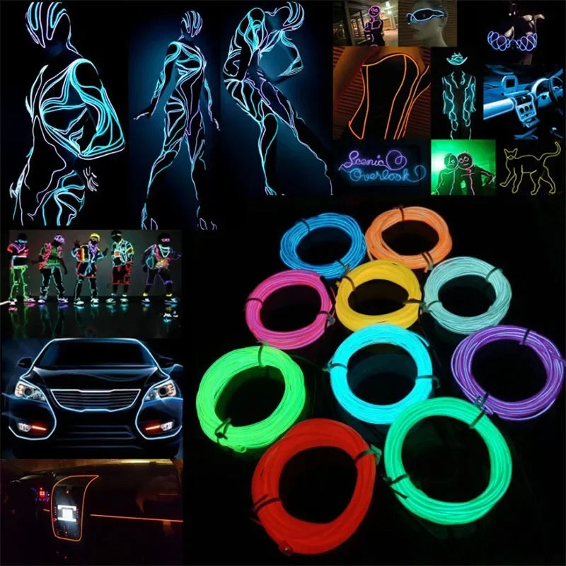 1M/3m/5M LED Neon Licht USB Flexible EL Draht Seil Rohr Wasserdichte LED Streifen Band für Urlaub Dance Party Decor Licht 3V 5V 12V.