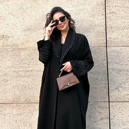 Black Open Kimono Abaya Damen Dubai Luxury Muslim Abayas For Women Kaftan Dress Kebaya Islamic Clothing Robe Femme Musulmane.