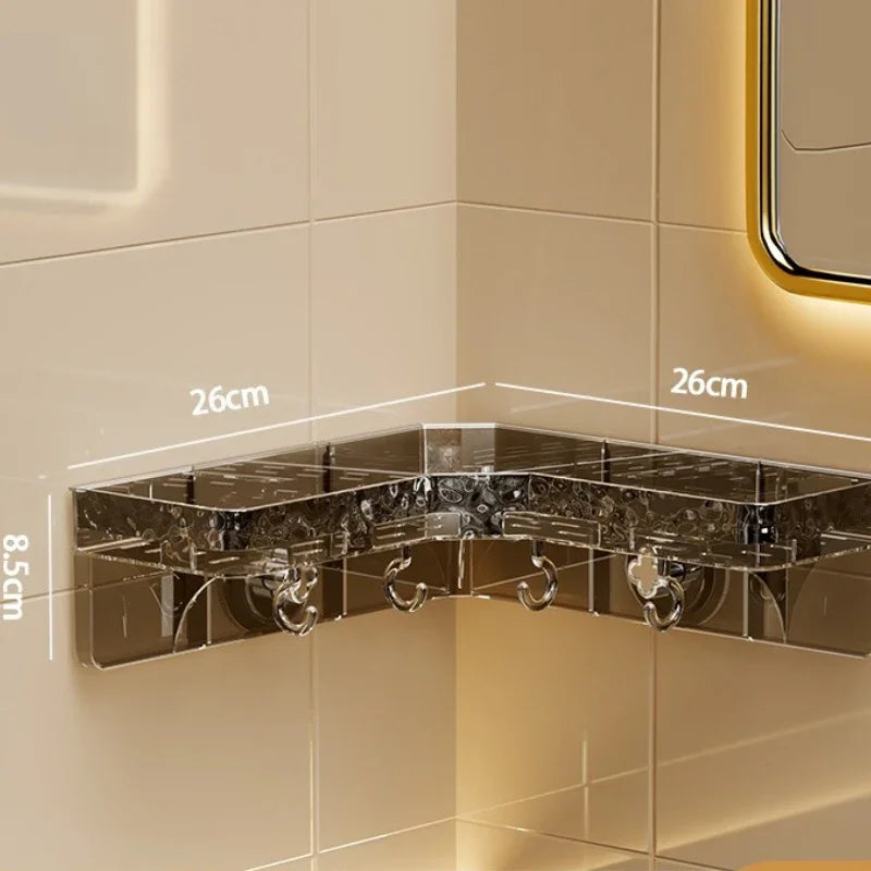 Eckregal mit gewelltem, nicht perforiertem Saugnapf, für Badezimmer, WC, Stativ, Duschregal, Wandmontage, Handtuch-Organizer, platzsparend