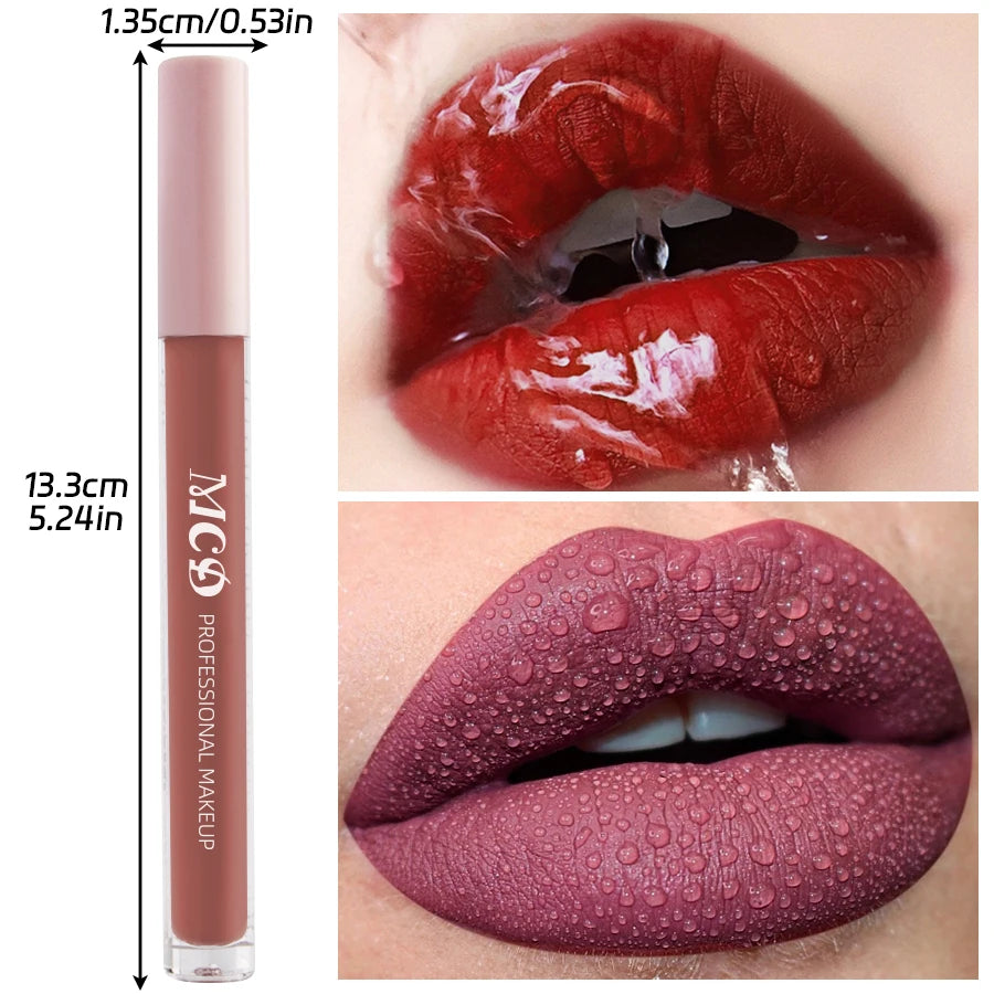 1PC Dark Brown Matte Velvet Lip Gloss Waterproof Liquid Lipstick Nude Brown Lips Korean Makeup for Lip Tint Lip Glaze Cosmetics.