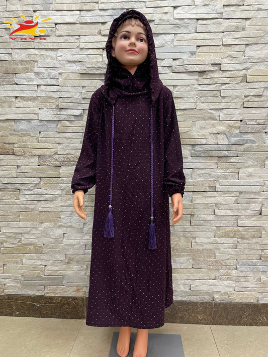 Eid Kids Cotton Prayer Garment Dress Muslim Girls Long Khimar Hijab Turkey Abaya Dresses Islamic Dress Full Cover Robe Ramadan.