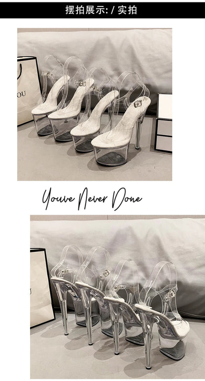 Platform sandals Girl shoes 20CM crystal Summer high heels ladies shoes on sale Pole Dance Pumps sandalias de mujer verano.