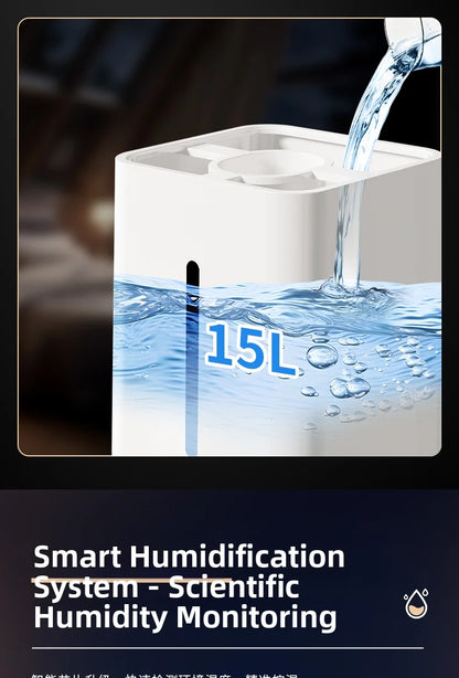 15L Square Humidifier for Large Rooms, Ultra Quiet Cool Mist Humidifier Auto Shut-Off,BPA-Free Water Tank–Ideal for Home Office.