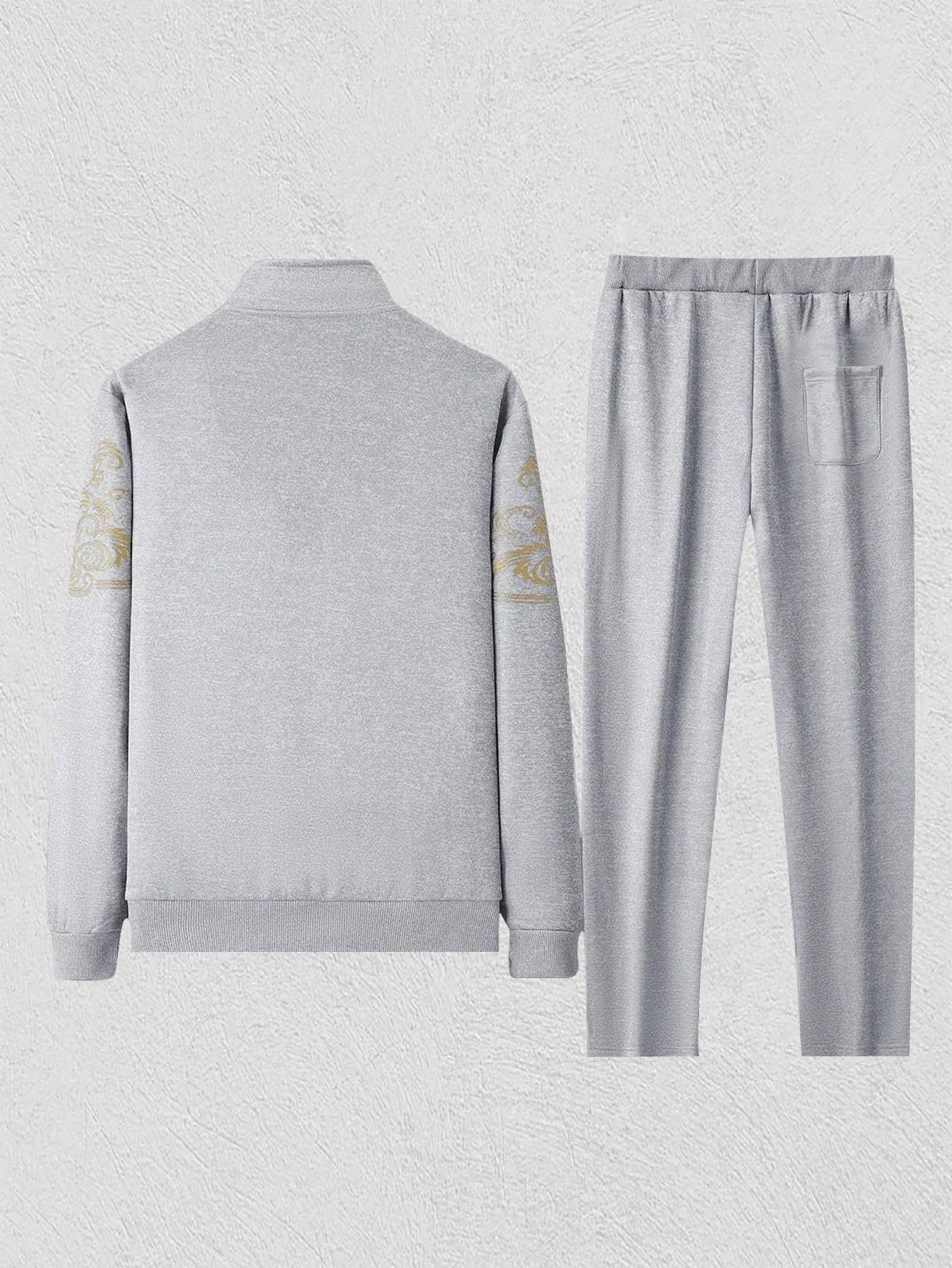 Autumn and winter men's set zipper Stand-up collar sportswear set suitable for fitness running exercise 2 pieces set