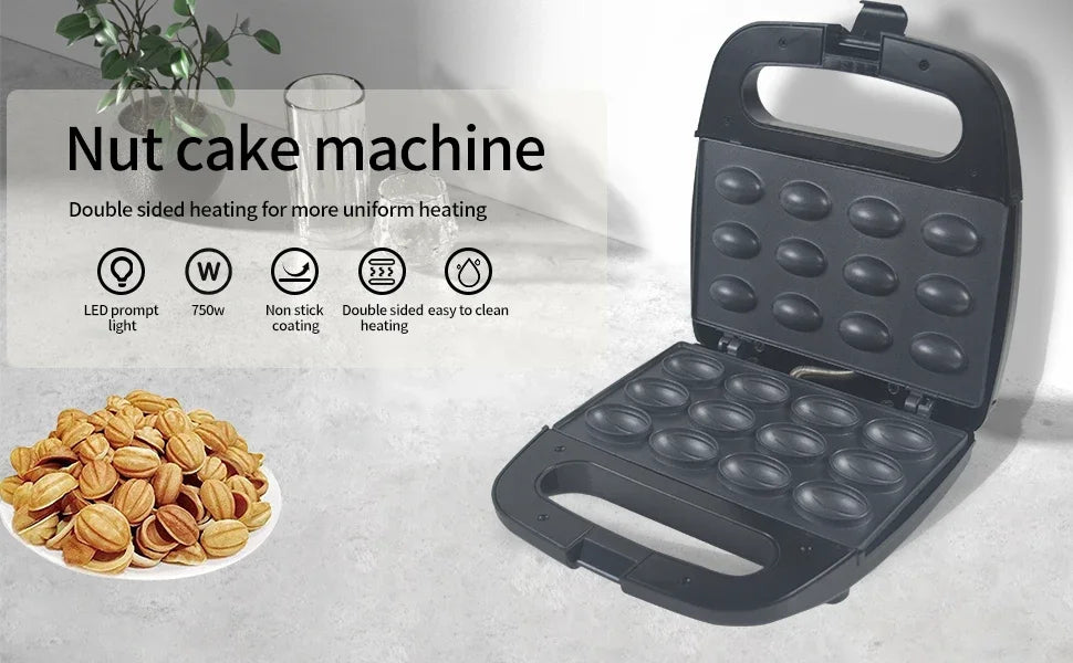 XEOLEO Electric Walnut Cake Waffle Maker 750W 12 Holes Pastry Nut Waffle Bread Maker Mini Baking Breakfast Machine Kitchen.