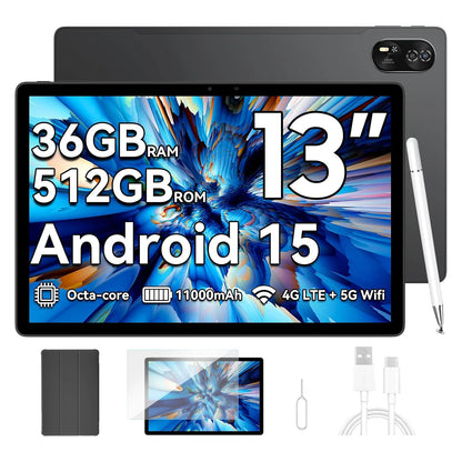 Blackview MEGA 8 [No EU Charger] Tablet 13 inch 90Hz 2K FHD+ Display 36GB(12+24) 512GB 11000mAh 50MP+13MP Android 15 Dual SIM 4G