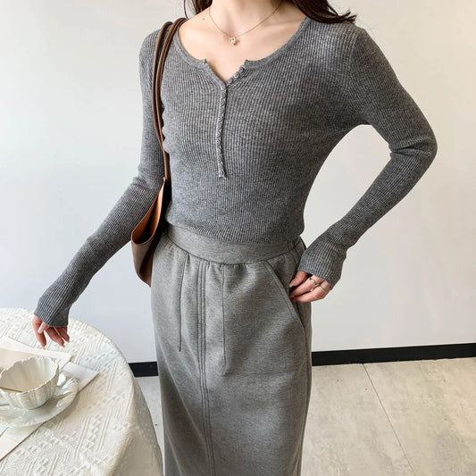 2026 frühling Herbst Grundlegende Pullover Gestrickte Frauen Pullover Taste Oansatz Pullover Weibliche Pullover Schlank Solide Bold Streifen Tops