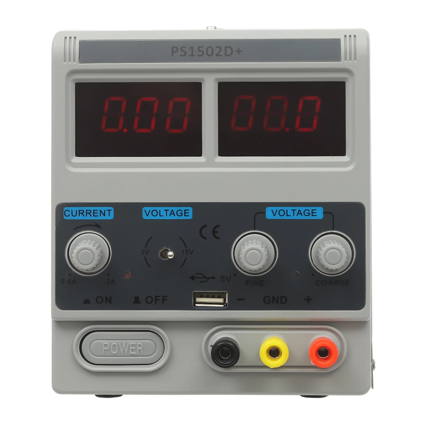 Adjustable DC Power Supply 0-15V 2A, Digital Display with Overcurrent Protection for Phone Repair, Electronics Lab Testing.