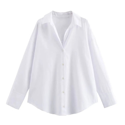 Women Fashion Spring Cotton Oxford Long Sleeve Single-breasted Lapel Blouse Street Clothing Shirt Chic Ladies Tops Mujer.