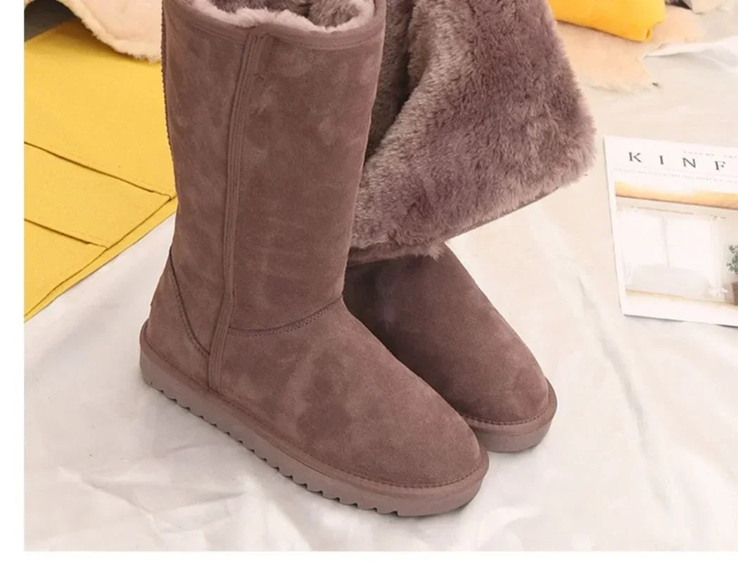 Women Classic Ladies Girls Winter Snow Boots 2024 Waterproof Warm Genuine Leather Fur Australia Plus Velvet Knee High  Winter.