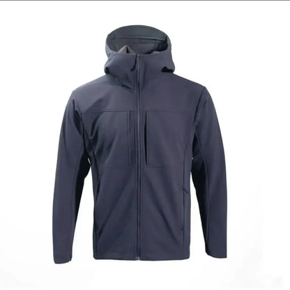 Compass Button Patch Italian Luxury Style Men's Fleece-lined Windbreaker Jacket Zippered Suitable For Outdoor Sports Hoodie.