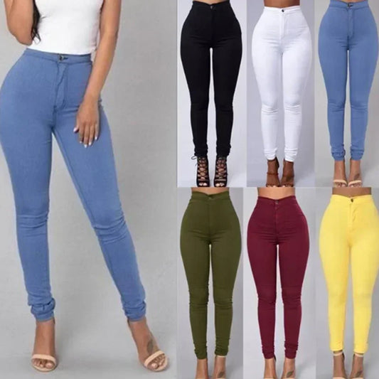 Einfarbig Dünne Jeans Frau Weiß Schwarz Hohe Taille Render Jeans Vintage Sexy Lange Hosen Femme Casual Bleistift Hosen Denim Jeans