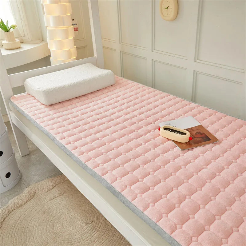 Winter Dormitory Soft Mattress Toppers Thick Warm Coral Velvet Bed Sheet Non-slip Mattress Cover Thin Bed Pad Tatami Floor Mat