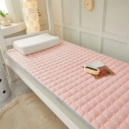 Winter Dormitory Soft Mattress Toppers Thick Warm Coral Velvet Bed Sheet Non-slip Mattress Cover Thin Bed Pad Tatami Floor Mat